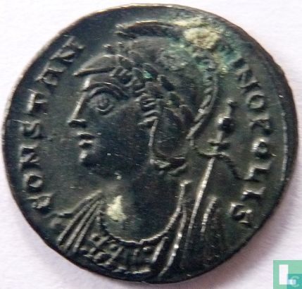 Empire romain Thessalonique Anonyme Kleinfollis AE3 de Constantin Ier et son fils 330-333 ap. J.-C. - Image 2