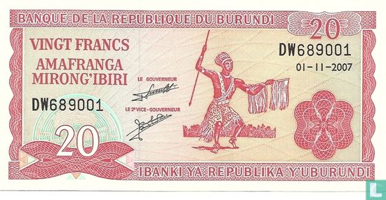 Burundi 20 Francs 2007 - Image 1
