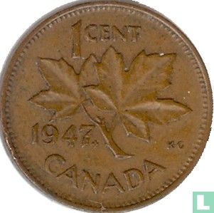 Canada 1 cent 1947 (met esdoornblad na jaartal) - Afbeelding 1
