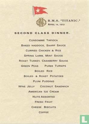 Titanic Second Class Dinner