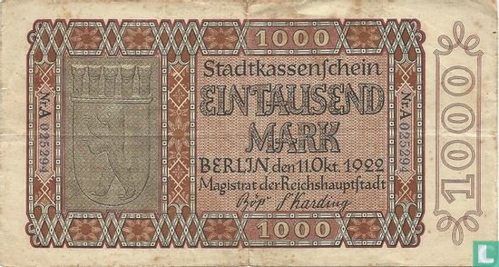 Berlin, Stadt 1000 Mark 11.10.1922 - Afbeelding 1