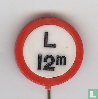 Verbodsbord: gesloten voor voertuigen, die met inbegrip van de lading de lengte te boven gaan (L 12m)
