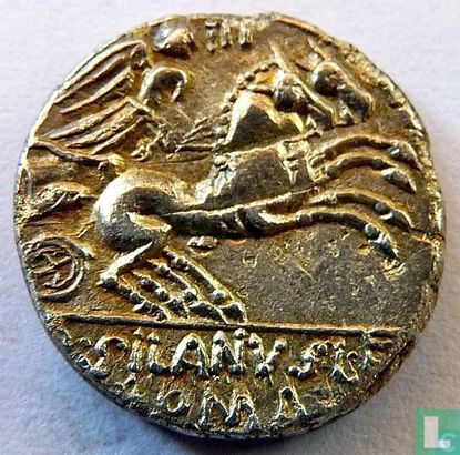 Roman Republic Denarius of Decius Junius Silanus 91 BC - Image 1