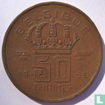 Belgium 50 centimes 1953 (FRA) - Image 1