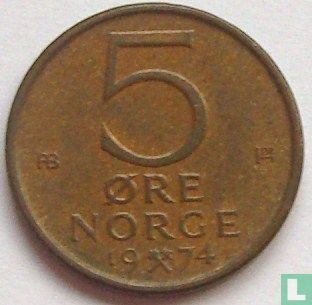 Norwegen 5 Øre 1974 - Bild 1