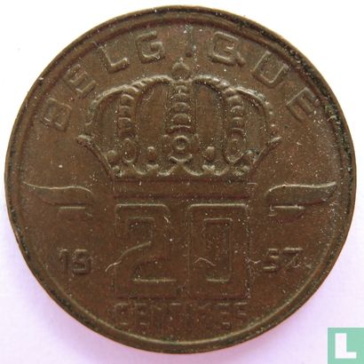 België 20 centimes 1957 - Afbeelding 1