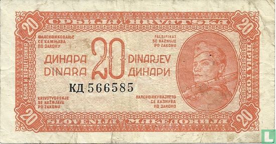 Yougoslavie 20 Dinara 1944 - Image 1