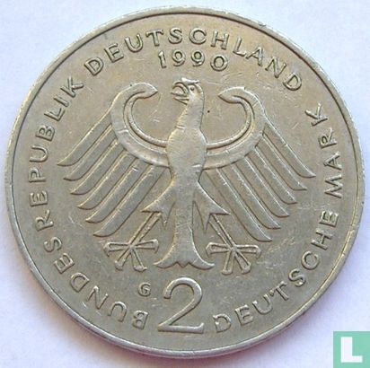 Duitsland 2 mark 1990 (G - Kurt Schumacher) - Afbeelding 1