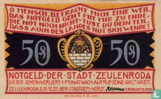 Zeulenroda, Stadt - 50 Pfennig (2) 1921 - Bild 2