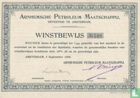 Arnhemsche Petroleum Maatschappij winstbewijs