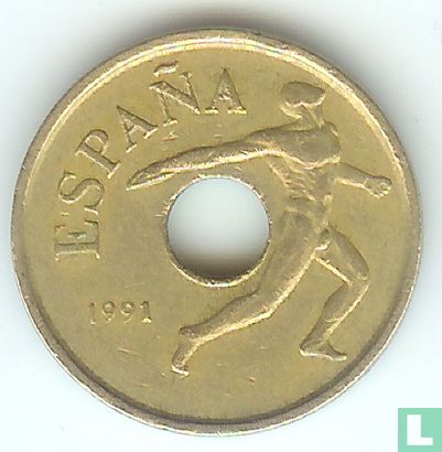 Espagne 25 pesetas 1991 "1992 Summer Olympics in Barcelona - discus throw" - Image 1