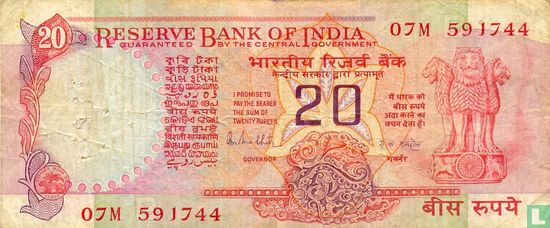 India 20 Rupees (B) - Afbeelding 1
