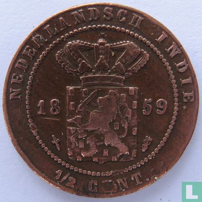 Indes néerlandaises ½ cent 1859 - Image 1