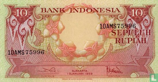 Indonésie 10 roupies 1959 (P66a3) - Image 1