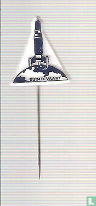 Ruimtevaart (fusée sur globe) (noir sur blanc]