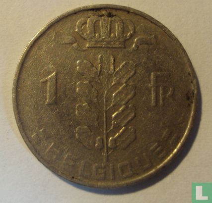 Belgique 1 franc 1965 (FRA) - Image 2