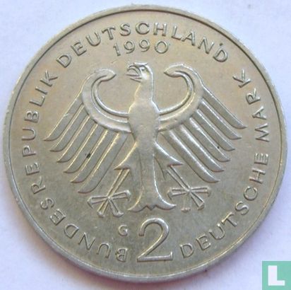 Duitsland 2 mark 1990 (G - Ludwig Erhard) - Afbeelding 1