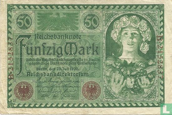 Allemagne 50 Mark 1920 (P.68 - Ros.66) - Image 1