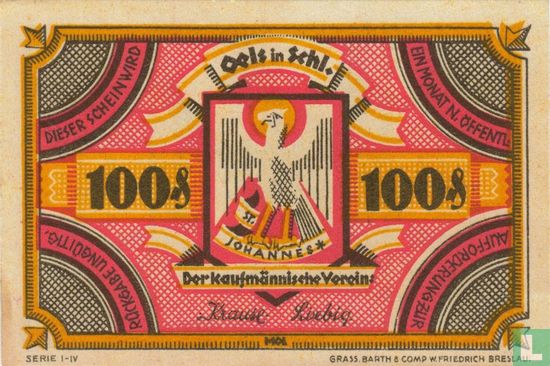 Oels, Kaufmannischer Verein - 100 Pfennig ND (1922) - Bild 1