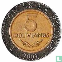 Bolivien 5 boliviano 2001 - Bild 1