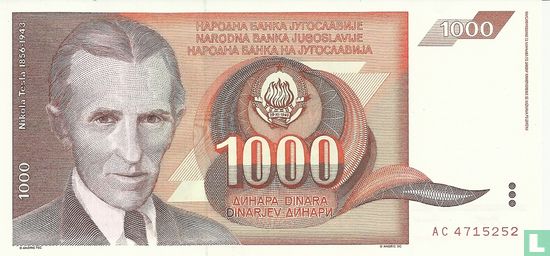 Yugoslavia 1,000 Dinara 1990 - Image 1
