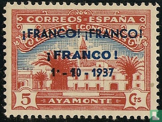 Cocinas economicas Ayamonte met zwarte opdruk "Franco Franco Franco 1-10-1937"