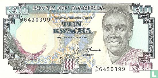 Zambie 10 Kwacha ND (1989-91) P31b - Image 1