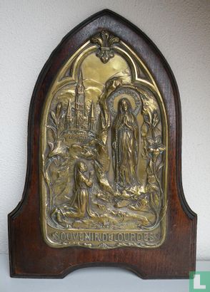 Art Nouveau Frans Lourdes souvenir met muziekdoos gesigneerd - Bild 1