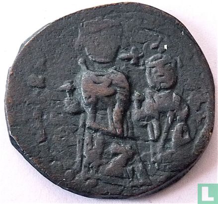Byzantijnse Rijk Nicomedia 40 nummi van Keizer Heraclius en zijn zoon Constantijn Herakleios 615 n. Chr. - Afbeelding 2
