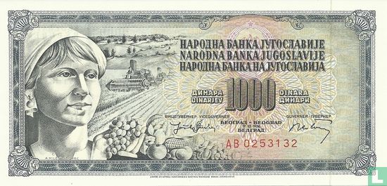 Yugoslavia 1,000 Dinara 1974 - Image 1