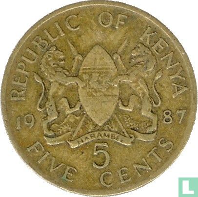 Kenia 5 cents 1987 - Afbeelding 1