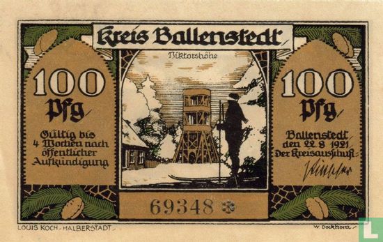 Ballenstedt 100 Pfennig - Afbeelding 2