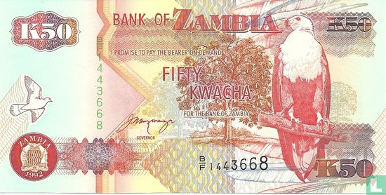Zambia 50 Kwacha 1992 (P37b) - Image 1