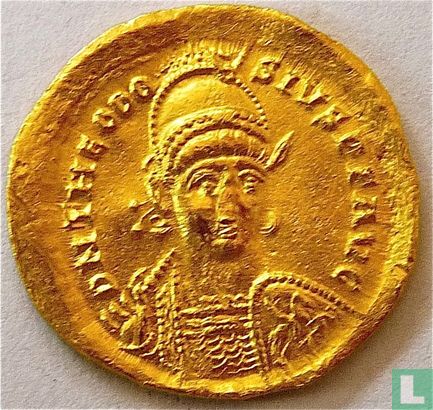 Roman Empire, gold Solidus, 402-450 AD, Theodosius II, Thessalonica, AD 424-425 - Image 2