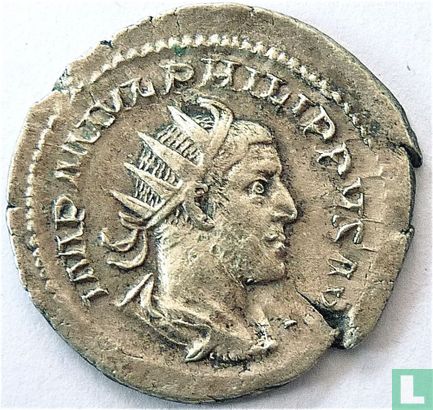 Romeinse Keizerrijk Antoninianus van Keizer Philippus I Arabs 245 n.Chr. - Afbeelding 2