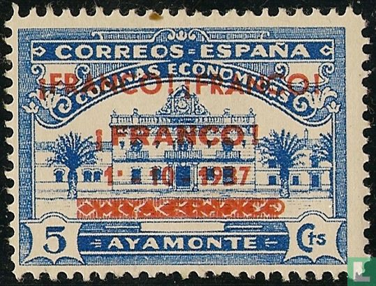 Cocinas economicas Ayamonte met rode opdruk "Franco Franco Franco 1-10-1937"