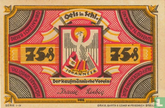 Oels, Kaufmannischer Verein - 75 Pfennig ND (1922) - Bild 1