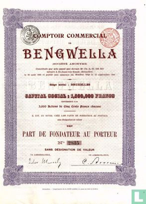 Comptoir Commerciale de Bengwella, Part de Fondateur, 1900
