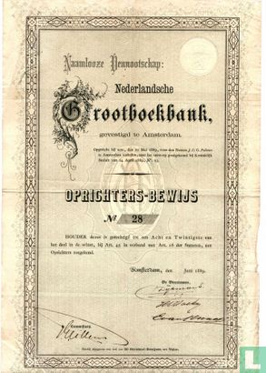 N.V. Nederlandsche Grootboekbank, Oprichters-bewijs, 1889