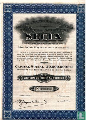 Société de l'Equateur pour le Commerce, l'Industrie & l'Agriculture "SECIA", Action de 100 Frs, 1927