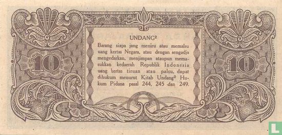 Indonésie 10 Rupiah 1947 - Image 2