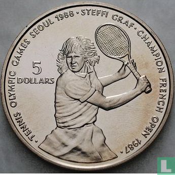 Niue 5 dollars 1987 "1988 Summer Olympics in Seoul - Steffi Graf" - Image 2