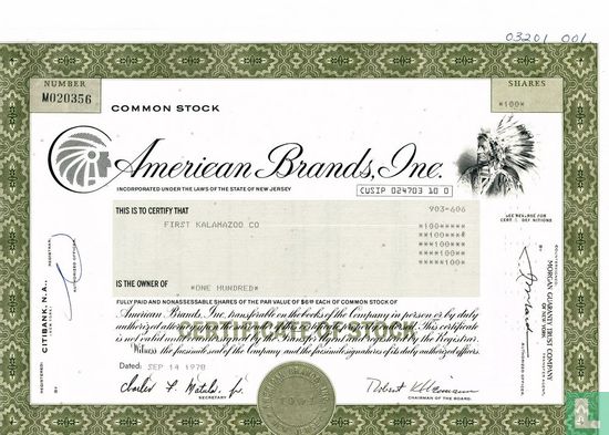 American Brands, Inc., Share-certificate