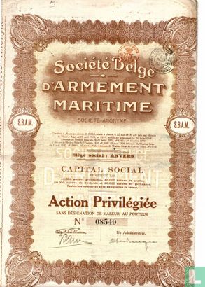 Société Belge d'Armement Maritime, Action Privilégiée, 1919