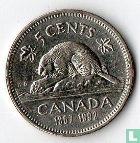 Canada 5 cents 1992 "125th anniversary of Canadian confederation" - Image 1