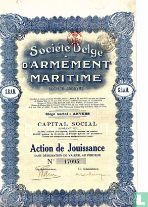 Société Belge d'Armement Maritime, Action de jouissance, 1919