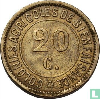 België 20 centimes ND (1886-1927) Rijksweldadigheidskolonies Hoogstraten en Merksplas - Afbeelding 2