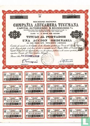 Compania Azucarera Tucumana, Una Accion Ordinaria, 1959