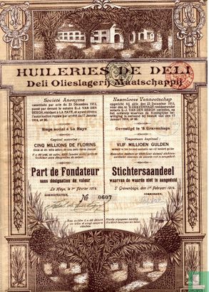 Huileries de Deli (Deli Olieslagerij Maatschappij), Stichtersaandeel, 1914