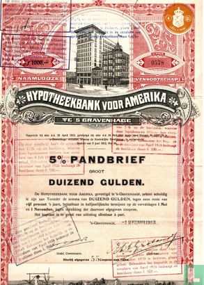 Hypotheekbank voor Amerika, 5% Pandbrief 1.000 gulden, 1913